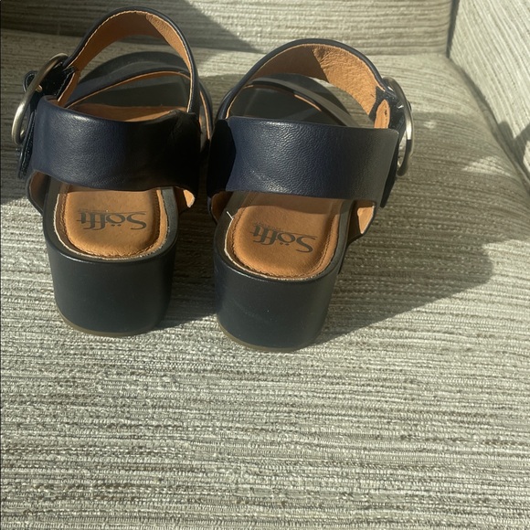 Sofft vaya navy leather wedge sandals - Picture 5 of 7